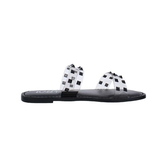 WILD PAIR Womens Black Double Band Ginnie Round Toe Slip On Slide Sandals 9 M - Picture 3 of 3